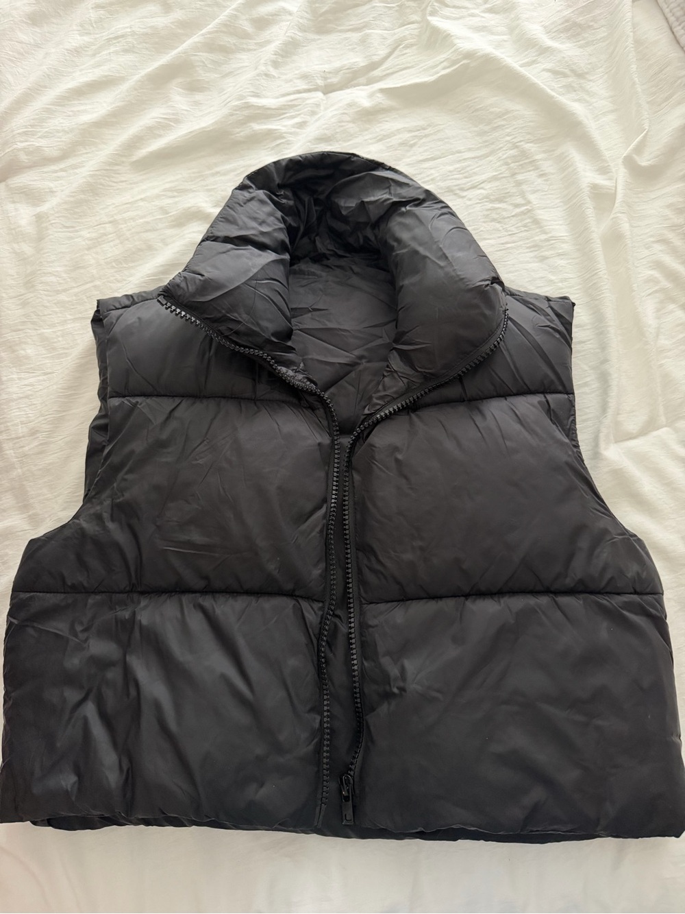 Black Cropped Puffer Vest